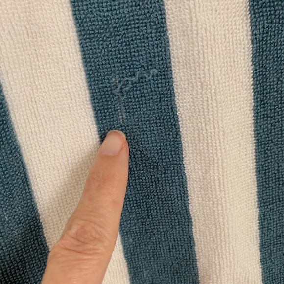 Marimekko Blue Gray/Off White Stripe Nimikko Bath Towel - Picture 4 of 8